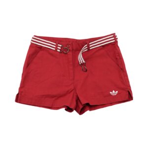 Dámské červené kraťasy značky Adidas s nášovkou na přední straně Red Women Shorts