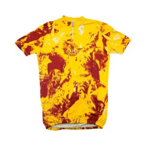 Pánský žlutý cyklistický vintage dres značky Aquasport Bicycle s červeným vzorem z obou stran Yellow Vintage Jersey