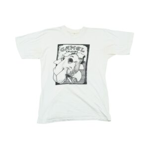 Pánské bílé vintage single stitch tričko s krátkým rukávem a potiskem Camel na přední straně White Vintage Single Stitch T-Shirt