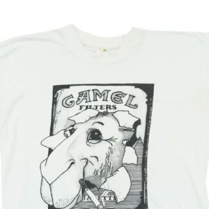 Pánské bílé vintage single stitch tričko s krátkým rukávem a potiskem Camel na přední straně White Vintage Single Stitch T-Shirt