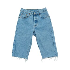 Dámské modré džínové vintage 3/4 kraťasy značky Levi's - typ 501 Long Blue Women Shorts