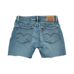 Dámské modré skinny džínové kraťasy značky Levis 711 s nášivkou na zadní straně.. Levis 711 Blue Shorts