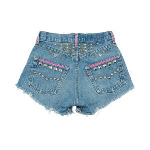 Dámské modré custom vintage džínové kraťasy značky Levis.. Levis Blue Rocks Shorts