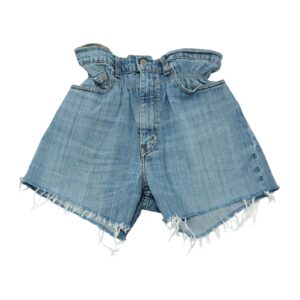 Dámské modré džínové vintage kraťasy značky Levis - stáhlé gumou.. Levis Women Denim Shorts