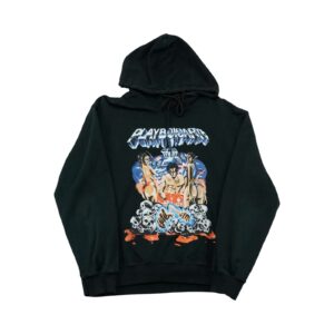 Pánská černá mikina s kapucí s postikem Playboi Carti Tour z obou stran..Playboi Carti Black Hoodie Pánská černá mikina s kapucí s postikem Playboi Carti Tour z obou stran..Playboi Carti Black Hoodie