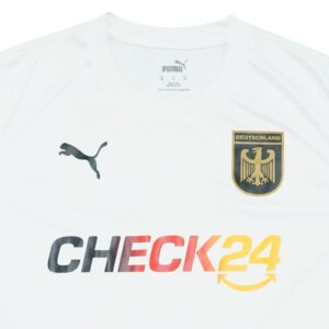 Pánský bílý fotbalový dres značky Puma s krátkým rukávem a potiskem německé fotbalové reprezentace.. Puma Germany White Jersey