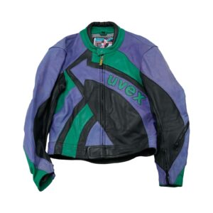Pánská černo fialová motorkářská vintage kožená bunda značky Uvex.. Uvex Purple Bike Jacket Pánská černo fialová motorkářská vintage kožená bunda značky Uvex.. Uvex Purple Bike Jacket